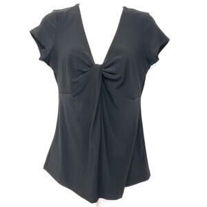 Josephine Studio Black Gathered V Neck Top